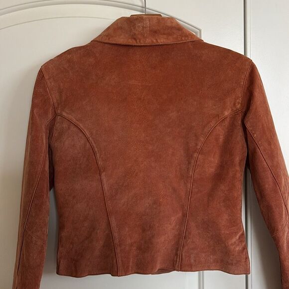 Vintage Rust Leather Suede bomber coat jacket women’s size large - Picture 3 of 10
